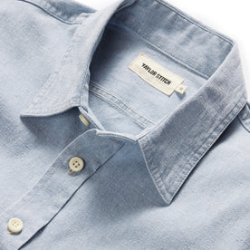 material shot of the collar on The Utility Shirt in Washed Indigo Boss Duck, Wovens by Taylor Stitch