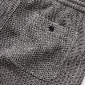 material shot of the rear pocket on The Apres Short in Charcoal Waffle, Bottoms by Taylor Stitch