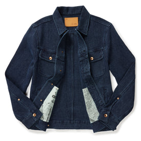 flatlay of The Long Haul Jacket in Indigo Waffle, shown open, Outerwear by Taylor Stitch