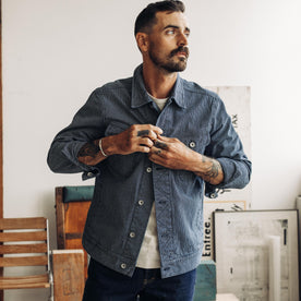 The Long Haul Jacket in Washed Indigo Stripe - featured image