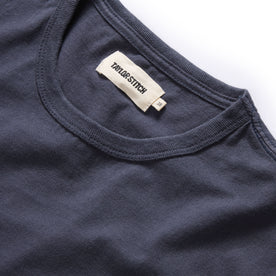 material shot of the neck opening on The Organic Cotton Tee in Navy, Knits by Taylor Stitch