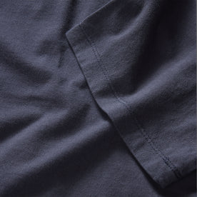 material shot of the sleeve on The Organic Cotton Tee in Navy, Knits by Taylor Stitch