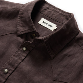 material shot of the collar on The Short Sleeve Western in Morita, Wovens by Taylor Stitch