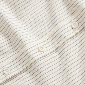 material shot of the buttons on The Jack in Indigo Stripe, Wovens by Taylor Stitch