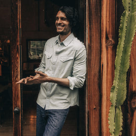 The Western Shirt in Bleached Indigo Stripe - featured image