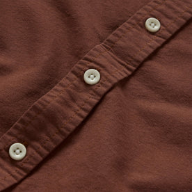 material shot of the buttons on The Jack in Chestnut Oxford, Wovens by Taylor Stitch