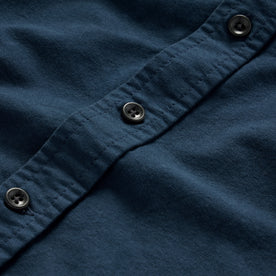 material shot of the buttons on The Jack in Prussian Blue Oxford, Wovens by Taylor Stitch