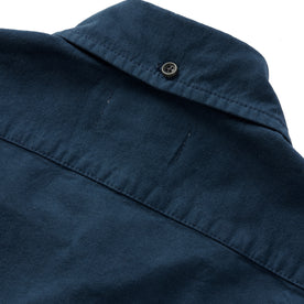 material shot of the back collar on The Jack in Prussian Blue Oxford, Wovens by Taylor Stitch