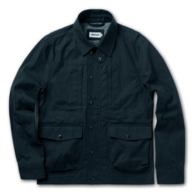 flatlay of The Pathfinder Jacket in Navy Dry Wax, Outerwear by Taylor Stitch