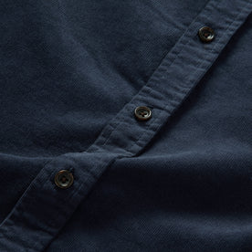 material shot of the buttons on The Jack in Dark Navy Cord, Wovens by Taylor Stitch