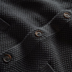 material shot of the buttons on The Crawford Sweater in Charcoal, Knits by Taylor Stitch