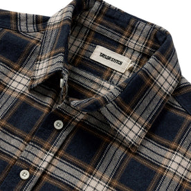 material shot of the collar on The Ledge Shirt in Admiral Plaid, Wovens by Taylor Stitch