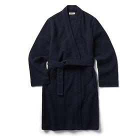 flatlay of The Apres Robe in Navy Sashiko, shown in full, Accessories by Taylor Stitch