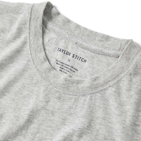 material shot of the collar on The Cotton Hemp Tee in Heather Grey, Knits by Taylor Stitch