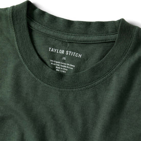 material shot of the collar on The Cotton Hemp Tee in Pine, Knits by Taylor Stitch