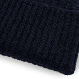 material shot of the rib on The Fisherman Beanie in Dark Navy, Accessories by Taylor Stitch