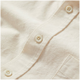 material shot of the buttons on The Jack in Sand Oxford, Wovens by Taylor Stitch