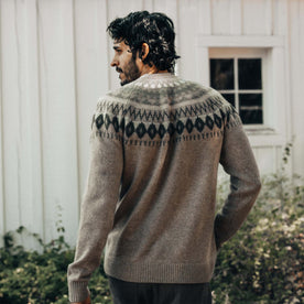 fit model showing the back of The Magnus Sweater in Natural, Knits by Taylor Stitch