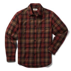 flatlay of The Moto Utility Shirt in Cardinal Plaid, Wovens by Taylor Stitch