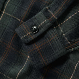 material shot of the cuff on The Moto Utility Shirt in Shale Plaid, Wovens by Taylor Stitch