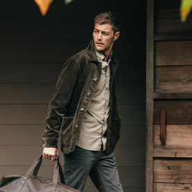 fit model walking in The Ojai Jacket in Army Cord, Outerwear by Taylor Stitch