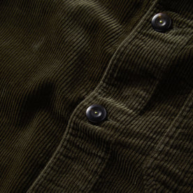 material shot of the buttons on The Ojai Jacket in Army Cord, Outerwear by Taylor Stitch