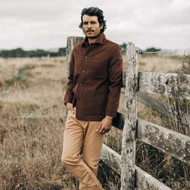 fit model wearing The Ojai Jacket in Ginger Check Wool, Outerwear by Taylor Stitch