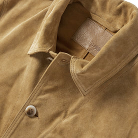 material shot of the collsr on The Ojai Jacket in Cognac Suede, Outerwear by Taylor Stitch