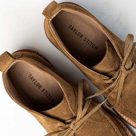 material shot of the inside sole of The Rambler Chukka in Mushroom Suede, Footwear by Taylor Stitch