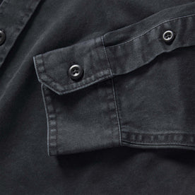 material shot of the cuff on The Saddler Shirt in Washed Coal, Wovens by Taylor Stitch