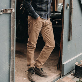 The Slim All Day Pant in Washed Tobacco Selvage - featured image