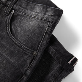 material shot of the pocket on The Slim Jean in Black 3-Month Wash Selvage, Bottoms by Taylor Stitch