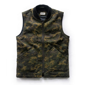 flatlay of The Workhorse Vest in Camo Boss Duck, Outerwear by Taylor Stitch