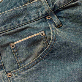 material shot of The Democratic Jean in 24-Month Wash Japanese Selvage—pocket cropped shot, Denim by Taylor Stitch