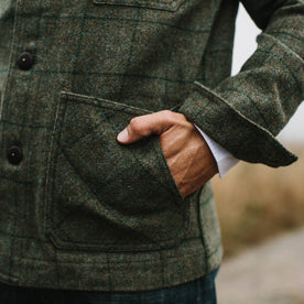 our fit model wearing The Ojai Jacket in Windowpane Wool, Outerwear by Taylor Stitch