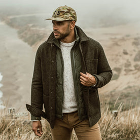 our fit model wearing The Ojai Jacket in Shetland Moss, Outerwear by Taylor Stitch