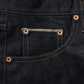 material shot of pocket selvage detail, Bottoms by Taylor Stitch