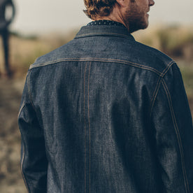 Our fit model wearing The Long Haul Jacket in Organic '68 Selvage., Outerwear by Taylor Stitch