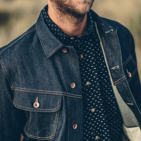 Our fit model wearing The Long Haul Jacket in Organic '68 Selvage., Outerwear by Taylor Stitch