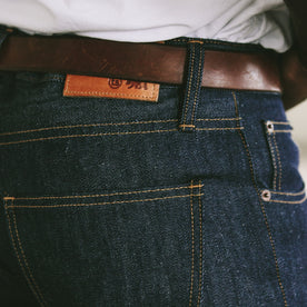 Our fit model in our favorite denim, Denim by Taylor Stitch