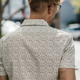 Our fit model wearing The Short Sleeve Hawthorne in California Poppy., Wovens by Taylor Stitch