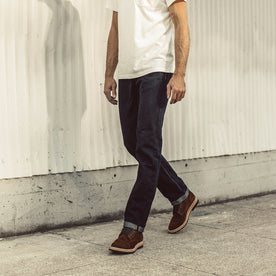 Our fit model wearing The Democratic Jean in Linen Denim., Denim by Taylor Stitch