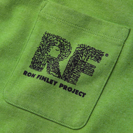 material shot of printed chest pocket of The Heavy Bag Tee in Chlorophyll, Knits by Taylor Stitch