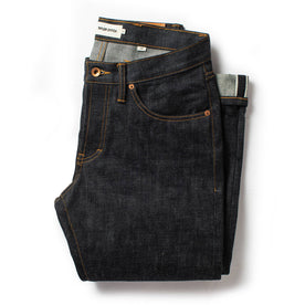 flatlay of The Slim Jean in Natural Indigo Selvage, Bottoms by Taylor Stitch