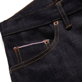 material shot of the pockets on The Democratic Jean in Kuroki Welterweight Slub, Bottoms by Taylor Stitch