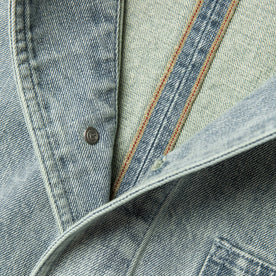 material shot of selvage detail, Outerwear by Taylor Stitch