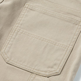 material shot of the rear pocket on The Shaper Short in Sand Boss Duck, Bottoms by Taylor Stitch