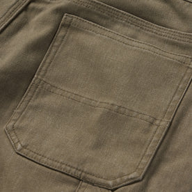 material shot of the rear pocket on The Shaper Short in Stone Boss Duck, Bottoms by Taylor Stitch