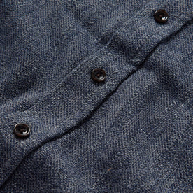 material shot of the buttons on The Jack in Navy Herringbone, Wovens by Taylor Stitch