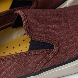 material shot of elastic and boss duck, Footwear by Taylor Stitch